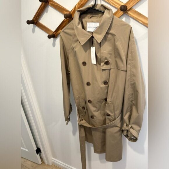 NWT- REBECCA MINKOFF BELTED TRENCH COAT - Size L - Picture 2 of 11